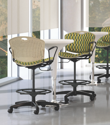 Anytime light task stool, latte shell, Maharam Alter Illustrate